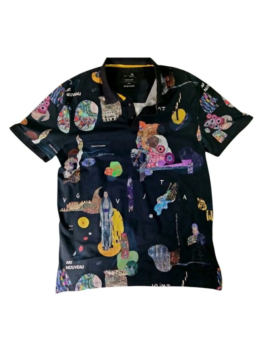 Gustav Klimt Men's XL Polo Art Nouveau Vienna Black Multi